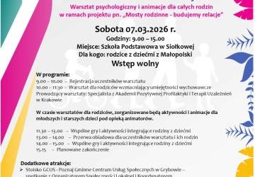 Warsztaty psychologiczne i animacje dla całych rodzin 